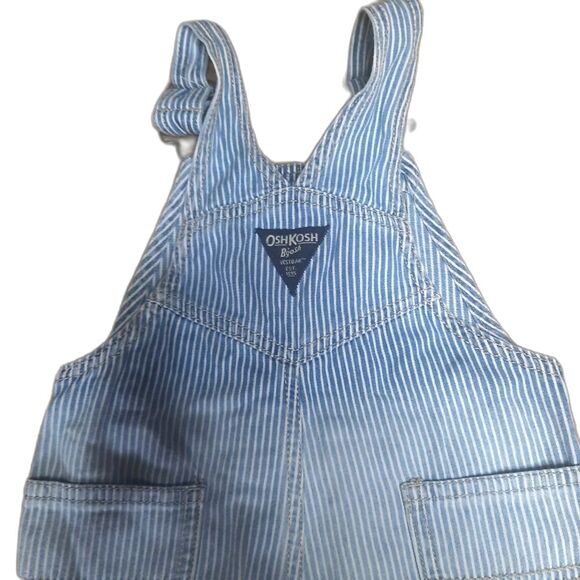 OshKosh B'gosh Train Conductor Overalls Blue White Size 24 Months - Picture 5 of 8